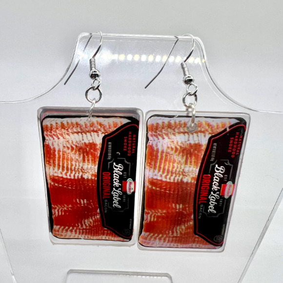 Bacon Earrings - Black Label Earrings - Mini Brands Earrings - Novelty Earrings - Picture 2 of 8